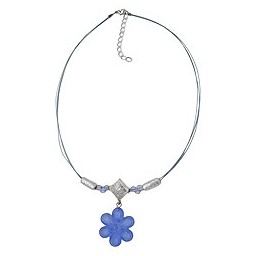 necklace flower pendant blue