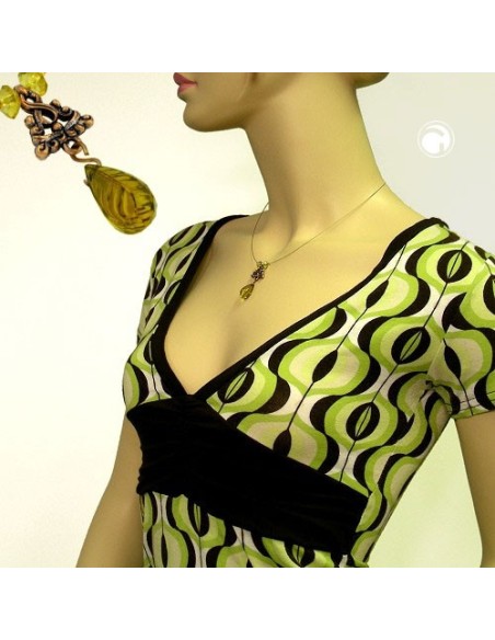necklace pendant faceted drop bead olive green