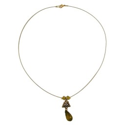 necklace pendant faceted drop bead olive green