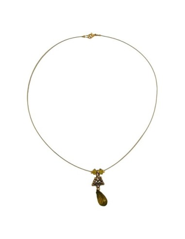 necklace pendant faceted drop bead olive green