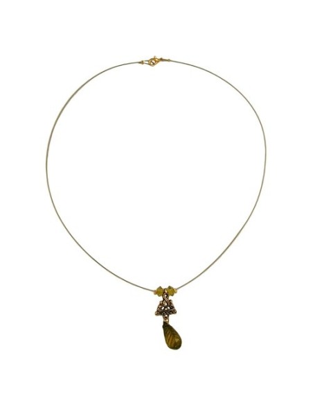 necklace pendant faceted drop bead olive green
