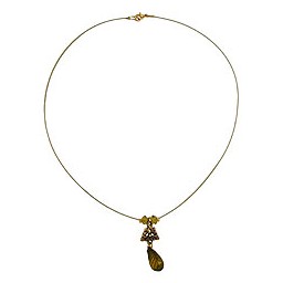 necklace pendant faceted drop bead olive green