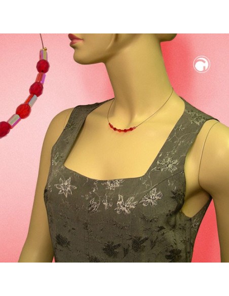 necklace glass beads red