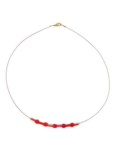necklace glass beads red