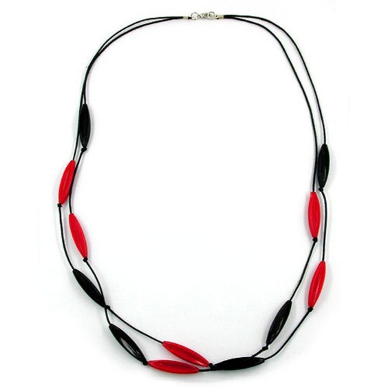 necklace olive shaped with grooves 60cm