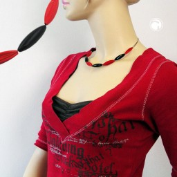 necklace red and black olive shaped beads