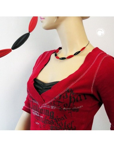 necklace red and black olive shaped beads