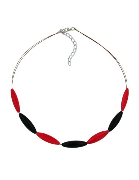 necklace red and black olive shaped beads