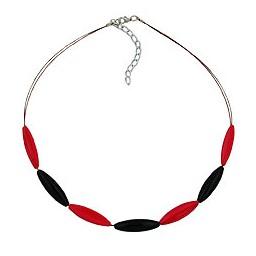 necklace red and black olive shaped beads