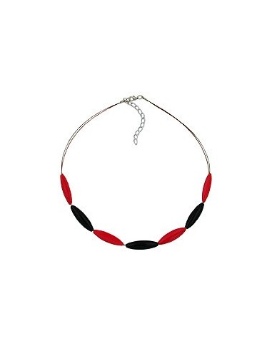 necklace red and black olive shaped beads