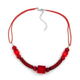 necklace red wooden beads red cord