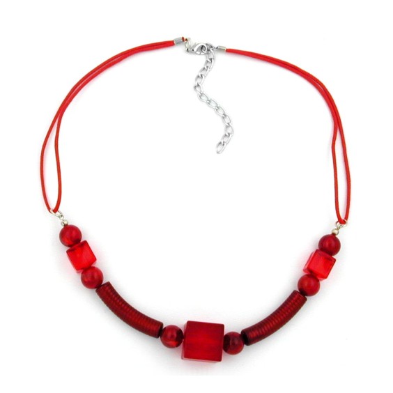 necklace red wooden beads red cord