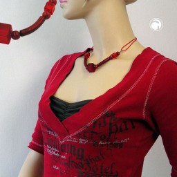necklace red wooden beads red cord