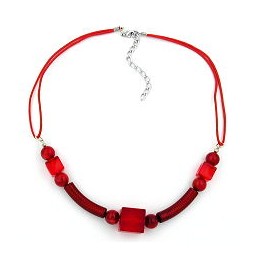 necklace red wooden beads red cord