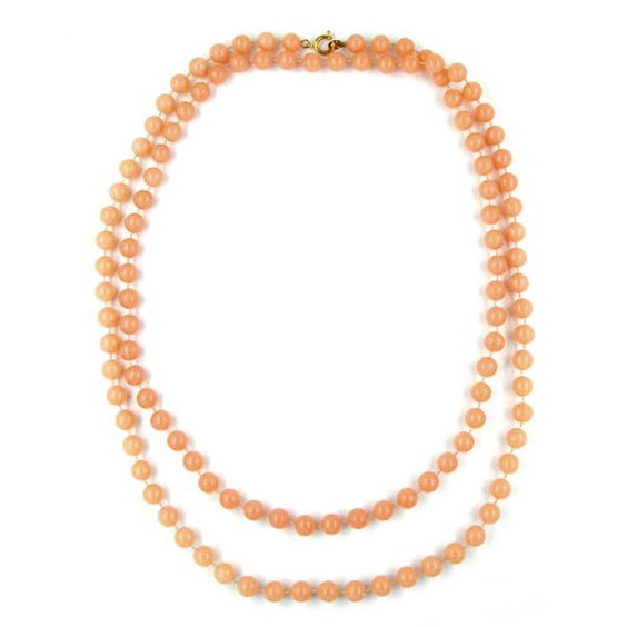 necklace 8mm beads apricot/ dull