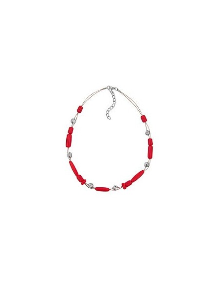 necklace red and silver-mirrored glass beads