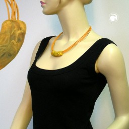 necklace tube flat curved yellow marbled