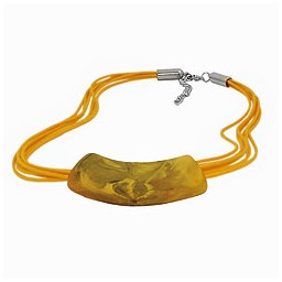 necklace tube flat curved yellow marbled