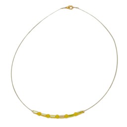 necklace glass beads yellow mirrored