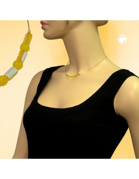 necklace glass beads yellow mirrored