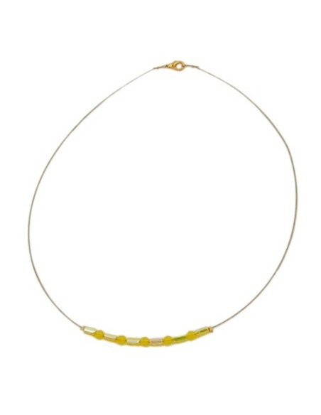 necklace glass beads yellow mirrored