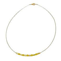 necklace glass beads yellow mirrored