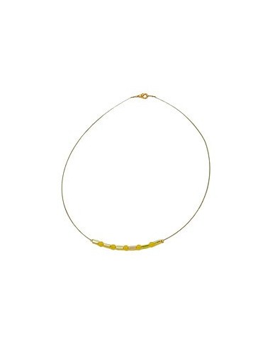 necklace glass beads yellow mirrored