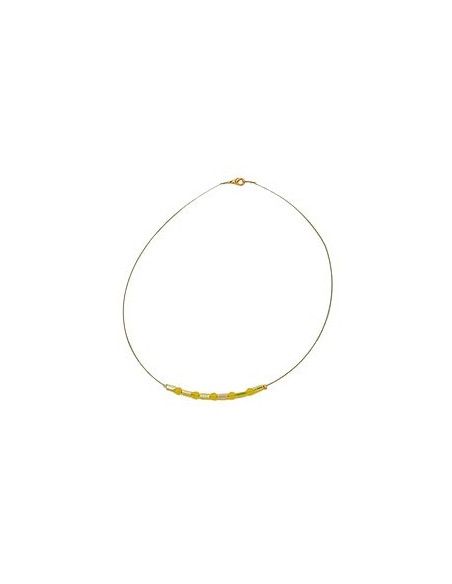 necklace glass beads yellow mirrored