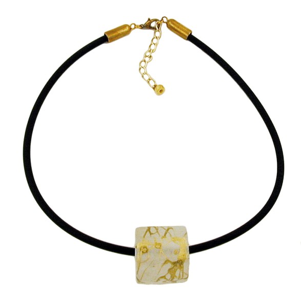 necklace cubic bead pendant gold coloured
