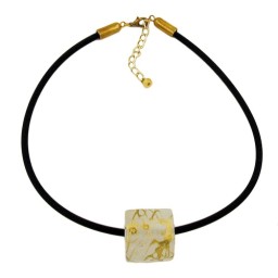 necklace cubic bead pendant gold coloured