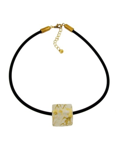 necklace cubic bead pendant gold coloured