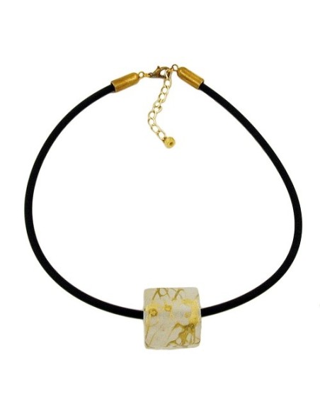 necklace cubic bead pendant gold coloured