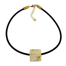necklace cubic bead pendant gold coloured
