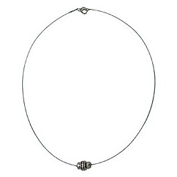 chain wire necklace with facet wheel and old silver coloured plastic beads 40cm
