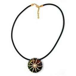 necklace flower peacock green/ brown