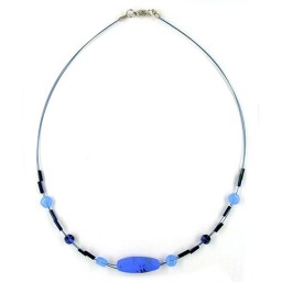necklace glass beads blue-black 45cm