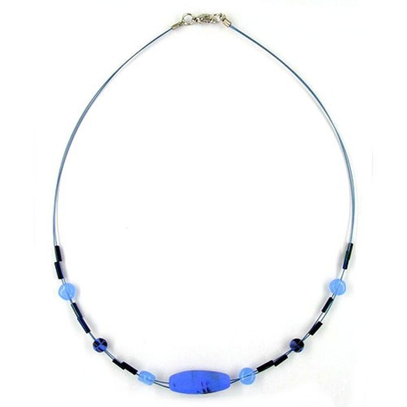 necklace glass beads blue-black 45cm