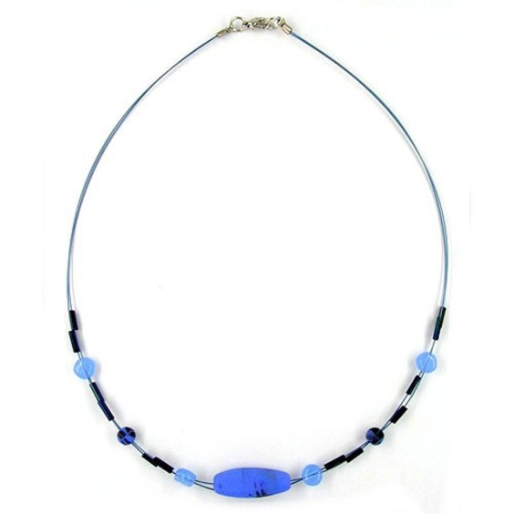 necklace glass beads blue-black 45cm