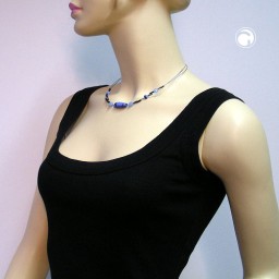 necklace glass beads blue-black 45cm