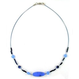 necklace glass beads blue-black 45cm