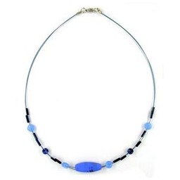 necklace glass beads blue-black 45cm