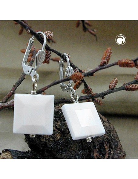 leverback earrings squared white