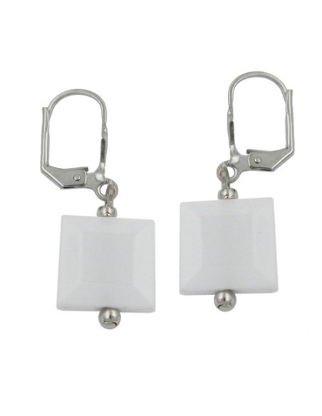 leverback earrings squared white
