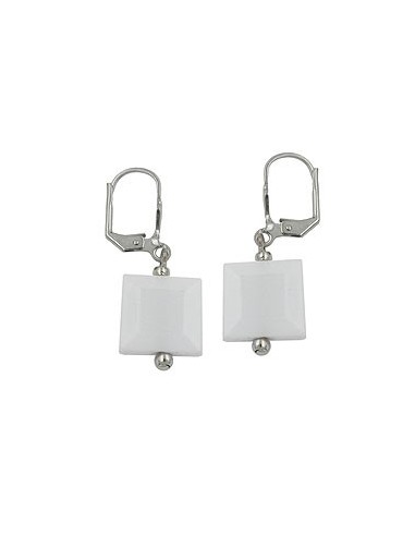 leverback earrings squared white