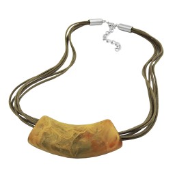 necklace tube flat curved yellow-olive 50cm