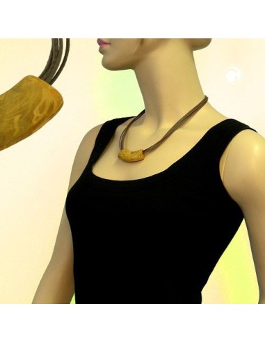 necklace tube flat curved yellow-olive 50cm