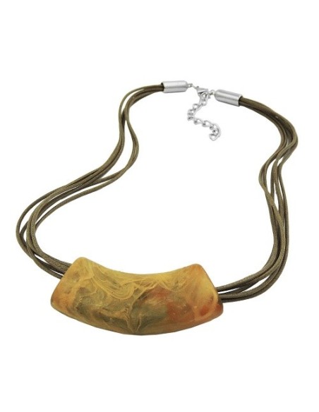 necklace tube flat curved yellow-olive 50cm