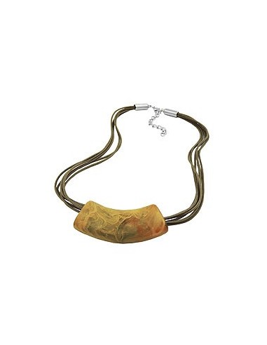 necklace tube flat curved yellow-olive 50cm