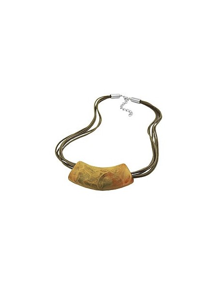 necklace tube flat curved yellow-olive 50cm