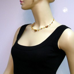 necklace glass beads orange-blue 42cm